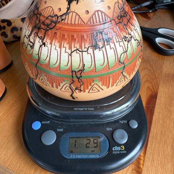 Navajo Native American Horse Hair Pottery Painted Etched Vase Signed Southwest - Picture 11 of 11